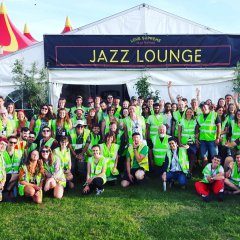 Staff hang out at the Jazz Lounge at Love Supreme 2019.